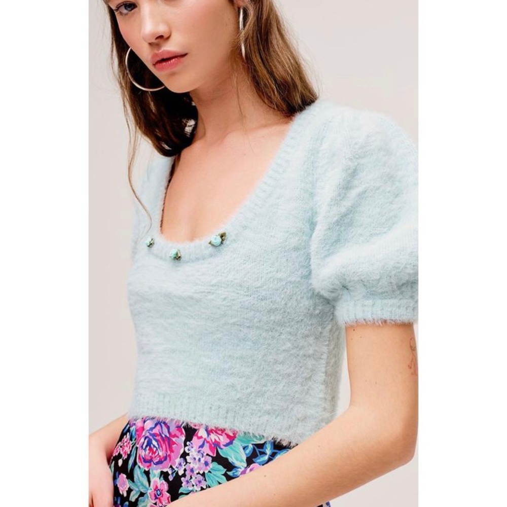 FOR LOVE & LEMONS ANASTASIA SWEATER IN SKY